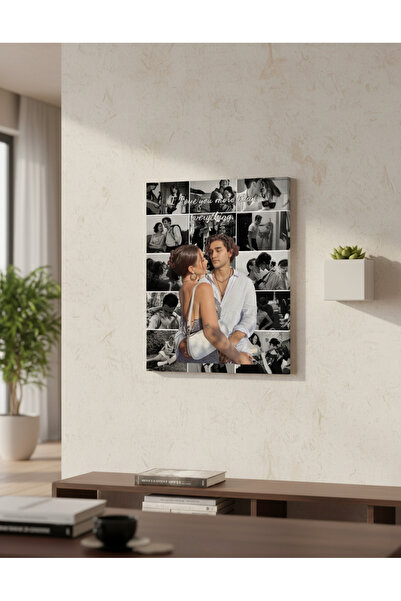 Dekor Paleti Kişiye Özel 13+1 Fotoğraflı Sevgiliye Hediye Kanvas Tablo | Renkli & Siyah Beyaz Tasarım