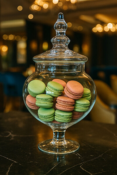 Mutfiko Cam Kapaklı Şeffaf Cam Şekerlik – Lüks Dekoratif Cam Kavanoz (Büyük Boy)