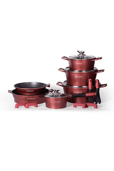 Royalty Line Cookware set, 17 pieces, non-stick, with lids, cherry, – ES1014M