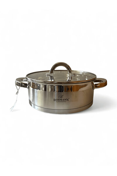 Bohmann Stainless steel graduated saucepan with glass lid and double base 4 L
