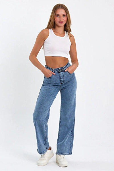 WODDİ بنطلون نسائي من مورينا روز بخصر عالٍ أرجل واسعة فضفاض وواسع ومريح قماش ...