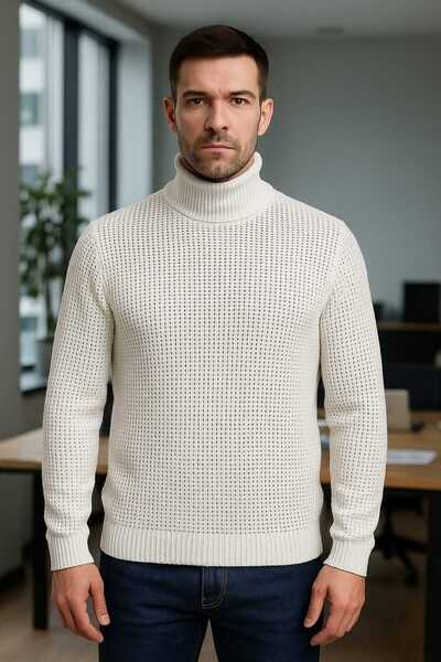 ANATOLIATEKSTILE Men's high-neck sweater - airy knit model, elegant casual style