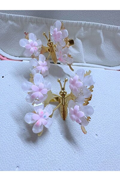 AresTokaAksesuar 2 bucăți de cleme laterale în formă de fluture cu flori, cu aripi mobile