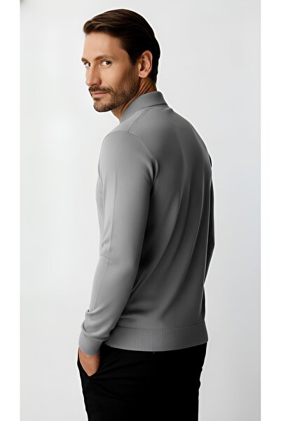 İgs Темно-сірий стандартний крій, вузький крій, поло-комір, прямий, довгі рукави, трикотаж