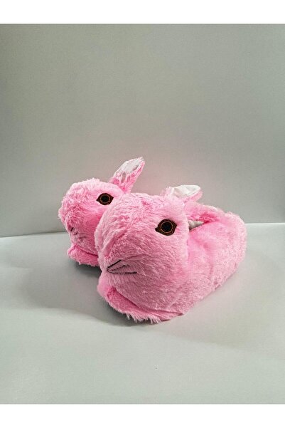 FK Spor Ayakkabı Pamuklu Tavşanlı Panduf Kadın Ev Terliği Pembe Renk