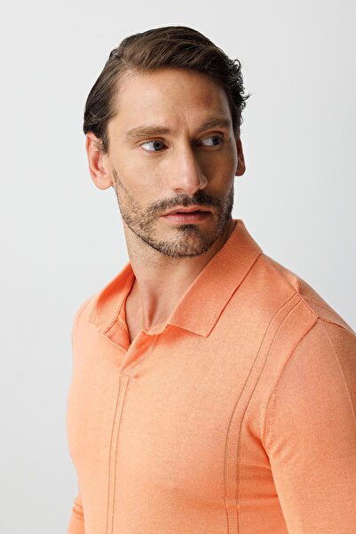 İgs Yavruağzı Стандартний фіт Поло-комір Прямий довгий рукав Трикотаж