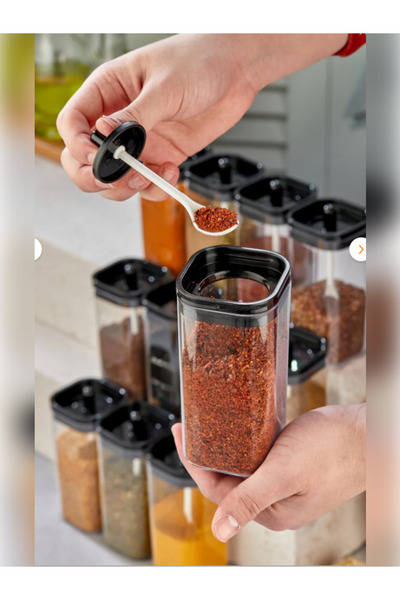 Ethex Crystal Transparent Spice Jar Set with Spoon 300ml 5 Pieces