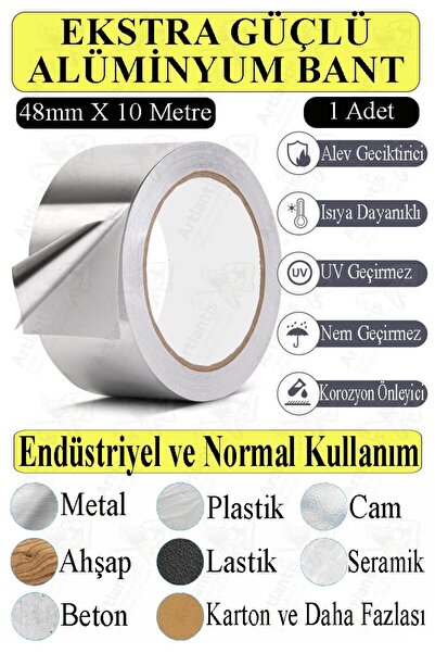 Artlantis Alüminyum Bant 10 Metre 1 Paket Aliminyum Folyo Yapışkanlı Band Asp...
