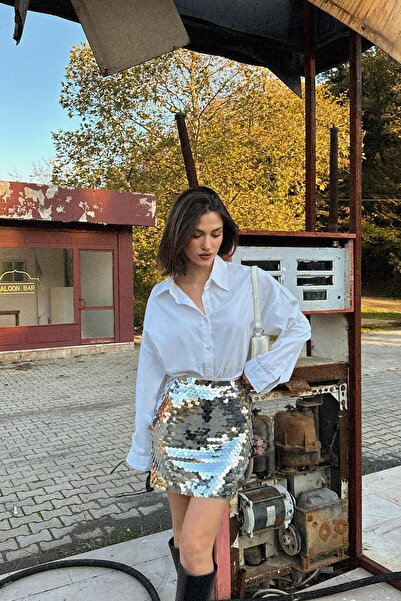 mylove Büyük Pullu Etek Gümüş