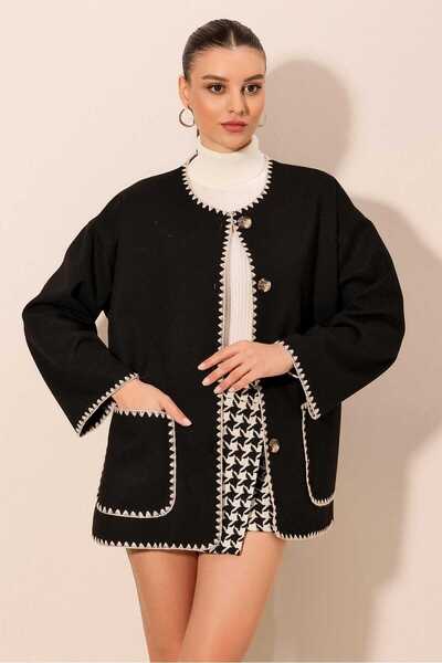 alita butik Boyfriend Shepherd Embroidered Cashmere Jacket