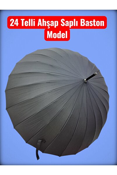 Rainwalker 24 Telli Ahşap Saplı Baston Model Ultra Sağlam Fiber Gövde Rüzgar Korumalı Şemsiye