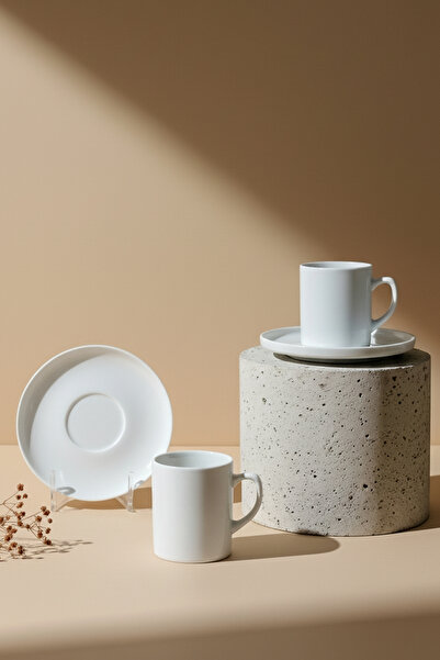 KHAKMA Home Pure Series 2-Piece Porcelain Coffee Cup Set 100 ml – White