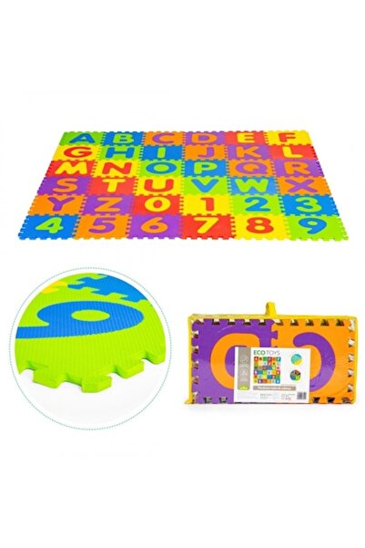 Ecotoys Μεγάλο χαλάκι παιχνιδιού από αφρό EVA με εκτύπωση γραμμάτων και αριθμών, 178x178 cm, 36 τεμάχια -