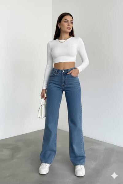 nd jeans Blugi de damă New Palozzo talie înaltă Pantaloni