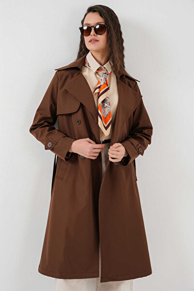 alita butik Double Breasted Collar Trench Coat