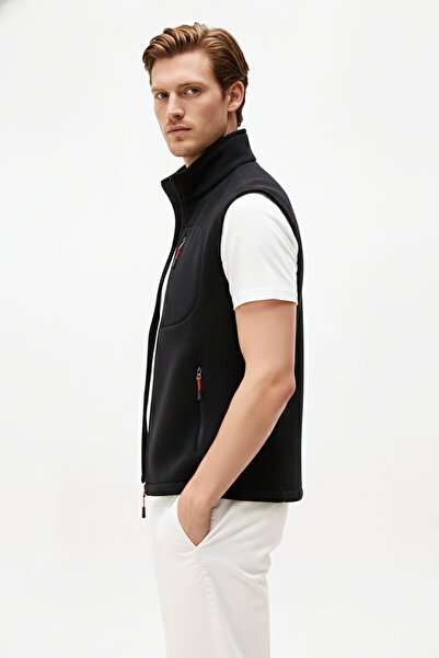 Kozik Men's Black Vest Sleeveless 3 Pockets Men's Fleece Casual Standard Comfortable Zippered Fleece Vest Men