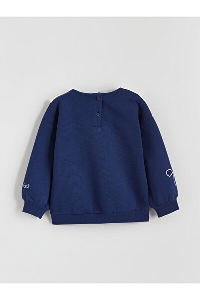 LC Waikiki LCW Kids Lacivert Bebe Yaka Kız Çocuk Sweatshirt
