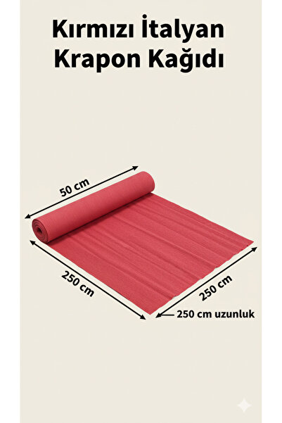 serap çiçekçilik Kırmızı Krapon Kağıdı 50 X 250 cm.