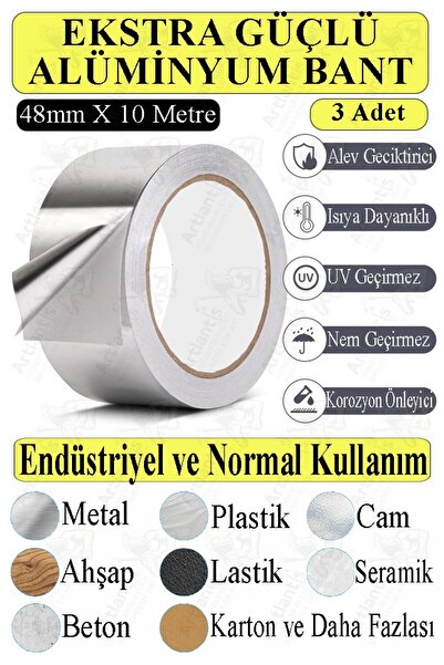 Artlantis Alüminyum Bant 10 Metre 3 Paket Aliminyum Folyo Yapışkanlı Band Asp...