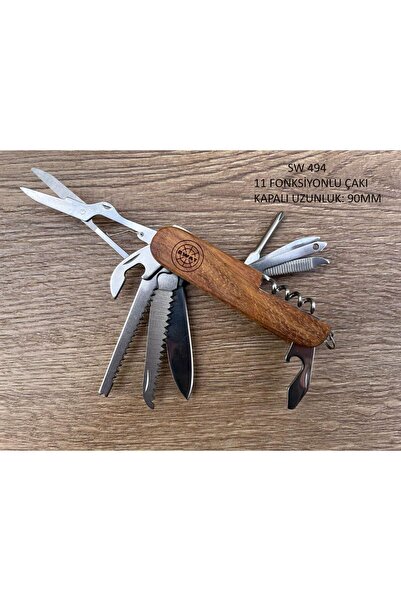 VANCKEY 11 Fonksiyonlu Ahşap Saplı Çok Amaçlı Çakı – 90mm