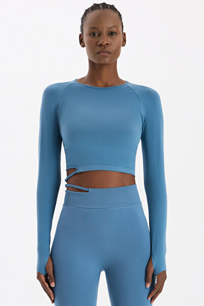 COMEUP Κορδόνι με κορδόνια που περνάνε από το δάχτυλο Crop Top Kozmoz Blue