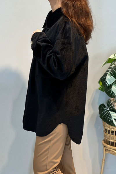 Lale Butik Μπουφάν με λεπτομέρεια τσέπης και κουμπιού 35851 Μαύρο