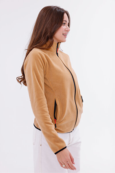 monox Γυναικείο μπουφάν εφαρμοστό με φερμουάρ από φλις