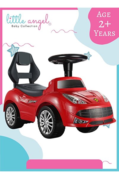 LITTLE ANGEL - لعبة سيارة دفع للأطفال مع عجلة قيادة - أحمر