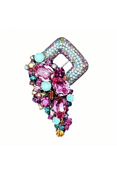 Accessories Hei Çok Renkli Şık Taş Süslemeli Geometrik Şekilli Ceket Aksesuar...