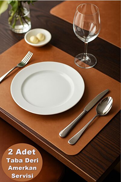 Kitchen Beauty 2 Adet Taba Deri Sofra Sunum Tabak Altlığı Supla Amerikan Servisi 44x35