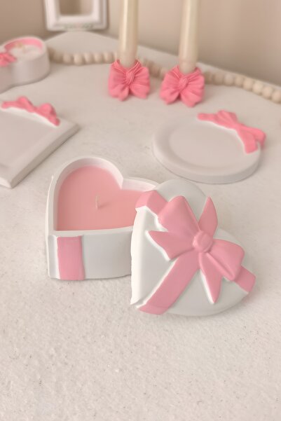 Kalp için fiyonklu soya wax mum🩷🎀