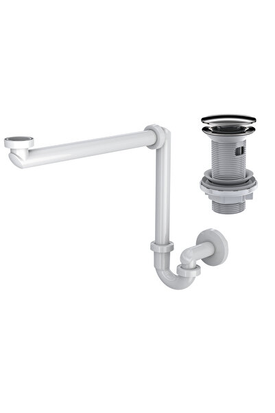 İZ YAPI CAMO Alan Tasarruflu Sifon (Beyaz) + Felix Pop-Up Seti (Paslanmaz Çel...