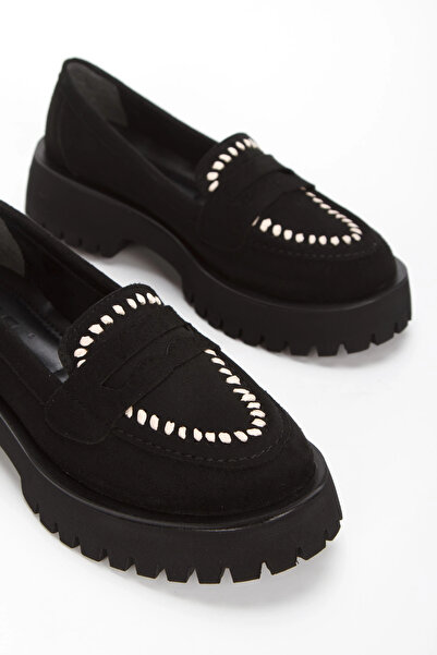 MFT AYAKKABI Жіночі щоденні зручні лофери з візерунком, чорні