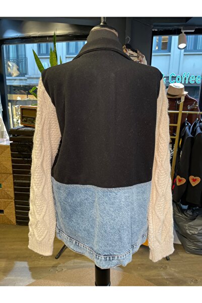 By-esq Women's Embroidered Knitted Detailed Long Sleeve Cotton Jacket