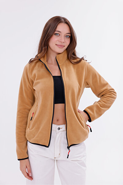 monox Γυναικείο μπουφάν εφαρμοστό με φερμουάρ από φλις