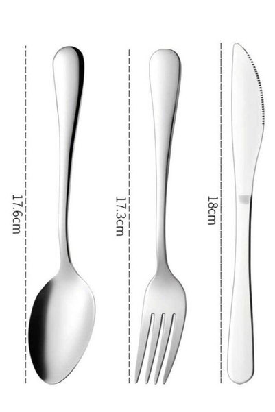 Generic 3 portable 304 stainless steel knives, forks and spoons suitable for ...