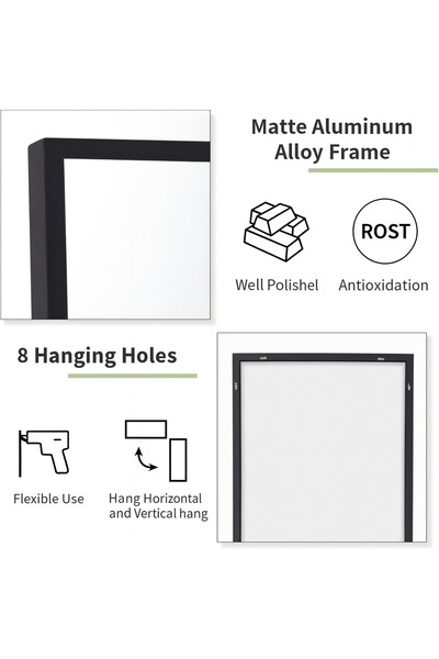 OEM Koonmi full-length mirror, 140x40 cm, with wall or floor mount, aluminum frame, black