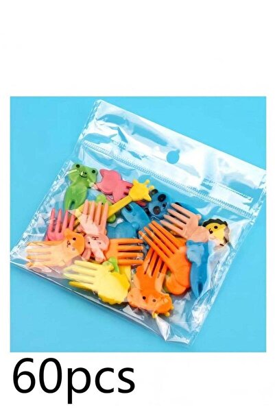 Generic 60pcs Kids Animal Food Fruit Fork Lunch Box Fruit Fork Mini Cute Cart...