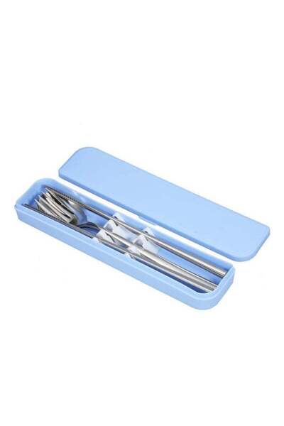 Generic Chopsticks Spoon Fork Portable Flatware Set Silver 22.5x2.8x5cm