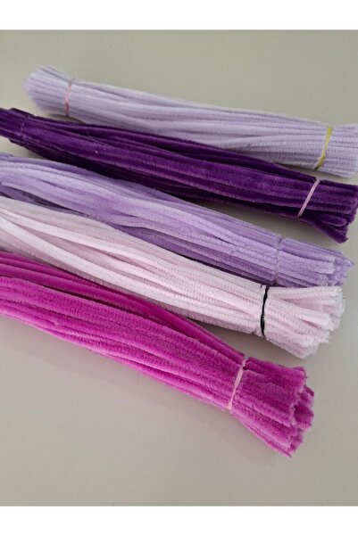 İ&G Çiçek ve Hobi evi Şönil 5'li Renk Set (Her renk 50 ad.-Toplam 250 ad.)-Buket Yapımına Uygun Yoğun Tüylü Tel, 30cm 6mm