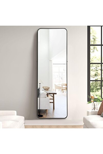 OEM Koonmi full-length mirror, 163x53 cm, with wall or floor stand, aluminum frame, black