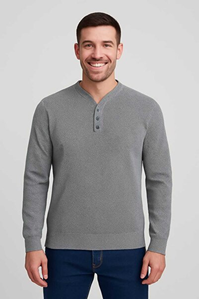 ANATOLIAOILS Men's sweater with V-neck and buttons - elegant design