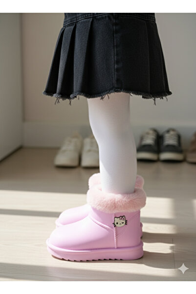 patik ayakkabı cizme de ploaie pentru fetiță cu blană în interior, foarte ușoare