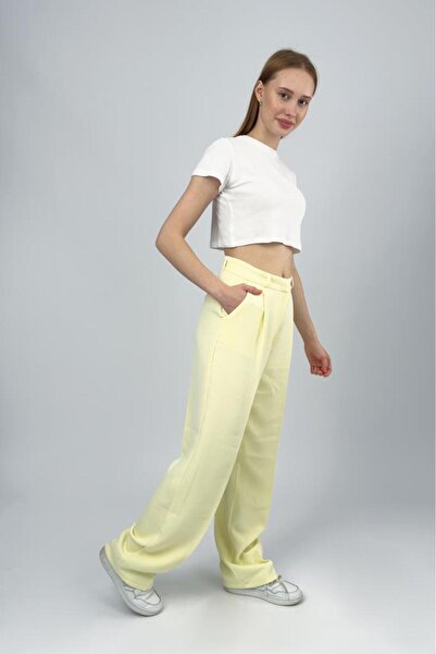 Betimoda Women's High Waist Palazzo Pants Yellow