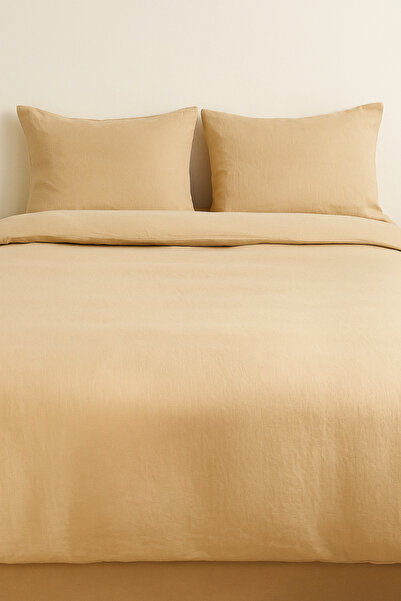 By Masuaa 100% Cotton Beige Akfil Fabric Double Size Duvet Cover Set