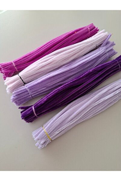 İ&G Çiçek ve Hobi evi Şönil 5'li Renk Set (Her renk 50 ad.-Toplam 250 ad.)-Buket Yapımına Uygun Yoğun Tüylü Tel, 30cm 6mm