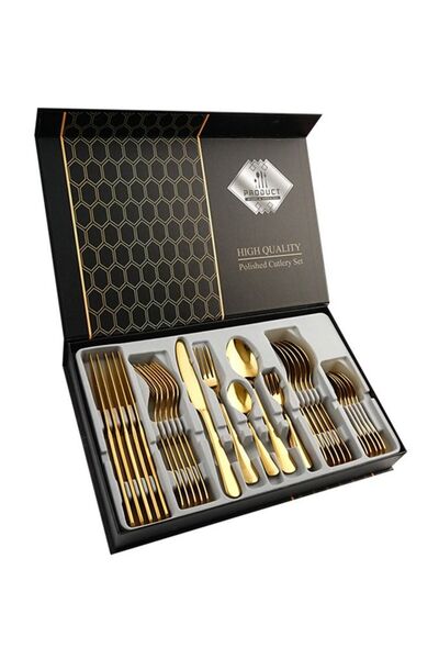 Generic 30-Piece Stainless Steel Cutlery Set Gold