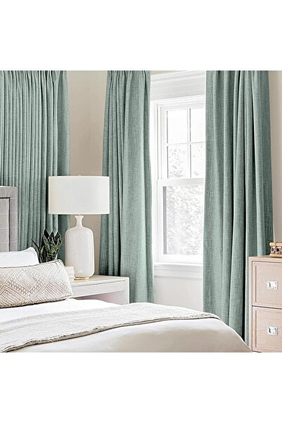 OEM Set of 2 MIULEE curtains, opaque, polyester, with rings, 140 x 140, mint green