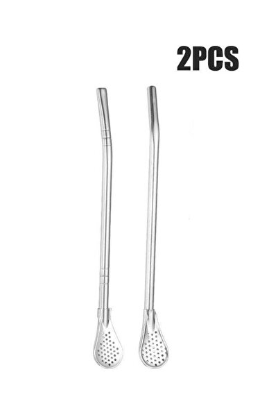 Generic 2Pcs Drinking Spoon Straws Stainless Steel 304 Bombillas Yerba Mate S...