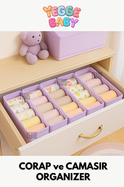 YEGGE BABY 2'li Çekmece ve Dolap içi Düzenleyici,Raf Düzenleyici,Bebek Çocuk Odası Çorap Çamaşır Organizer
